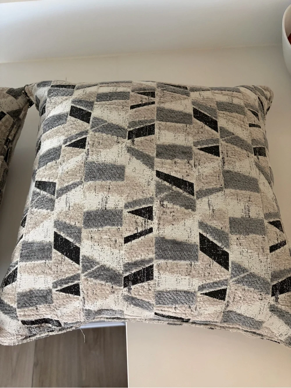 Neutral Geometric Throw Pillow - Beige Gray Black